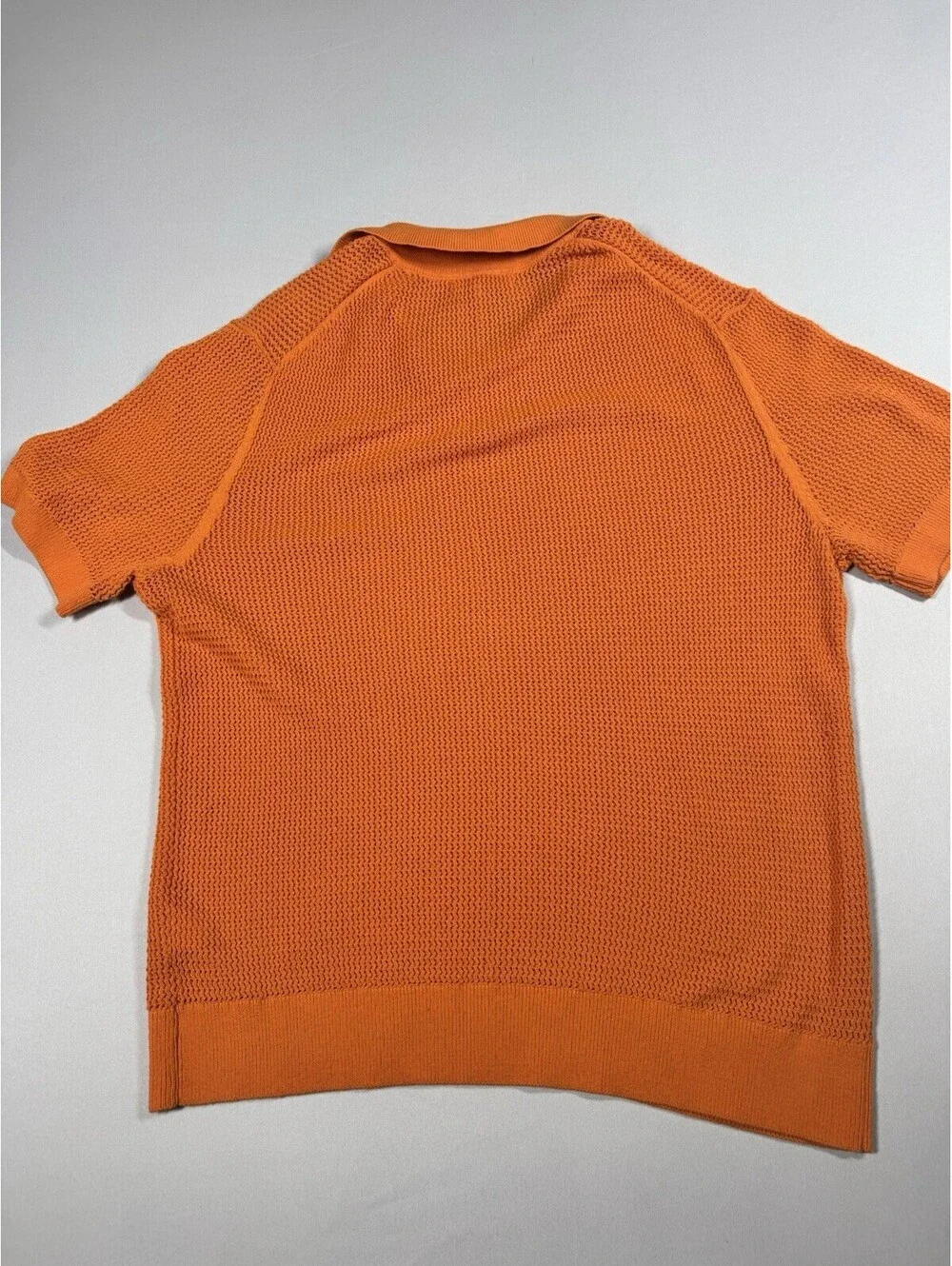 Banana Republic Sweater Mens Large Orange Short Sleeve Collared Cotton Pullover